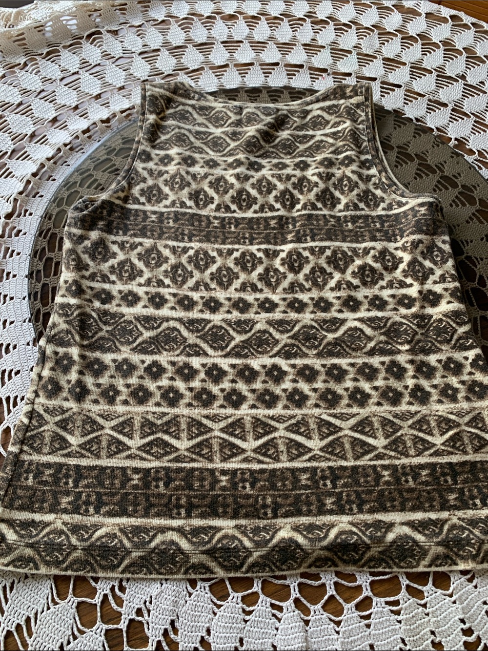 Chico's Cream and Brown Leopard-Print Scoop Neck Top - Picture 4 of 5